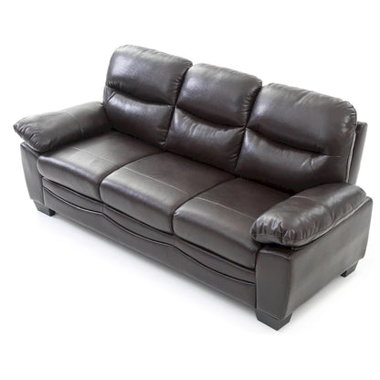 Flared Arm Faux Leather Straight Sofa - 78 - Dark Brown