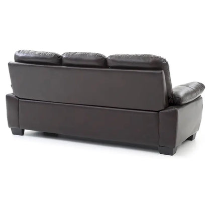 Flared Arm Faux Leather Straight Sofa - 78 - Dark Brown