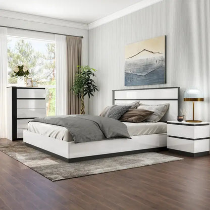 Furniture of America Conjira Modern 3-Piece White Wood Platform Bedroom Set