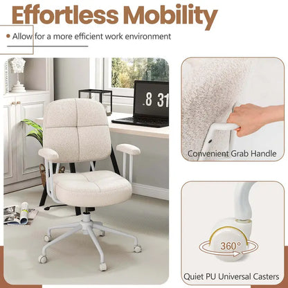 Costway Home Office Chair Leathaire Upholstered Task Chair with - See Details