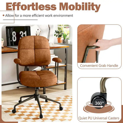 Costway Home Office Chair Leathaire Upholstered Task Chair with - See Details