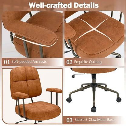 Costway Home Office Chair Leathaire Upholstered Task Chair with - See Details
