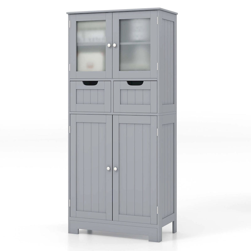 Costway Bathroom Floor Storage Cabinet Kitchen Cupboard with 2 Drawers