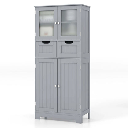 Costway Bathroom Floor Storage Cabinet Kitchen Cupboard with 2 Drawers
