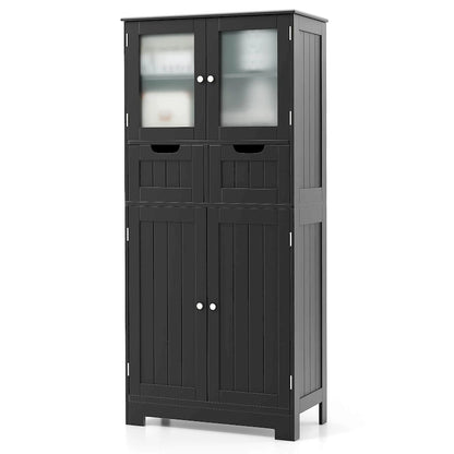 Costway Bathroom Floor Storage Cabinet Kitchen Cupboard with 2 Drawers