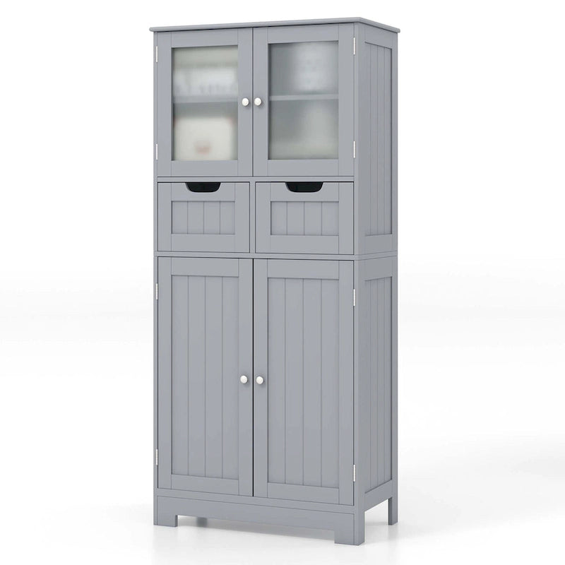 Costway Bathroom Floor Storage Cabinet Kitchen Cupboard with 2 Drawers