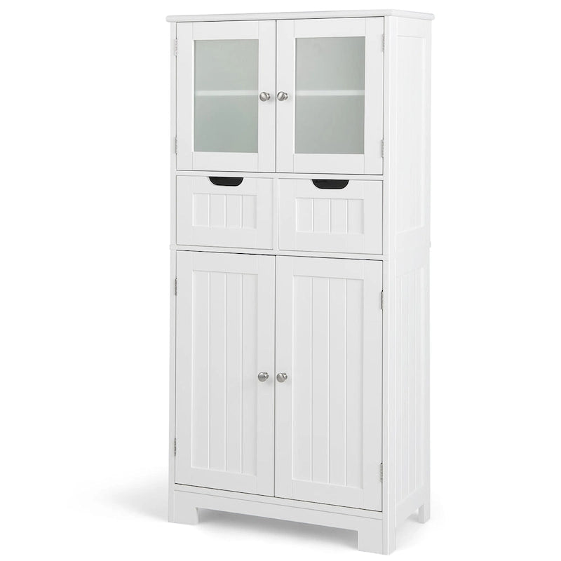 Costway Bathroom Floor Storage Cabinet Kitchen Cupboard with 2 Drawers
