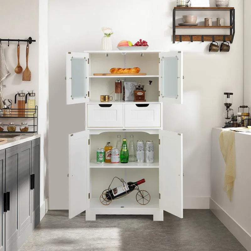 Costway Bathroom Floor Storage Cabinet Kitchen Cupboard with 2 Drawers