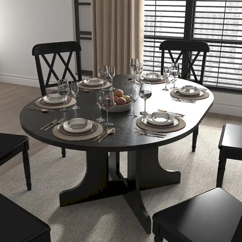 Modern Round Dining Table with Extendable Top and X Base for Family Dinners Small Spaces and Multi Scene Styling