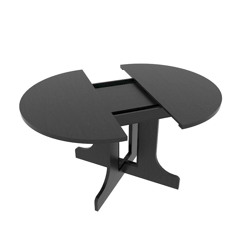 Modern Round Dining Table with Extendable Top and X Base for Family Dinners Small Spaces and Multi Scene Styling