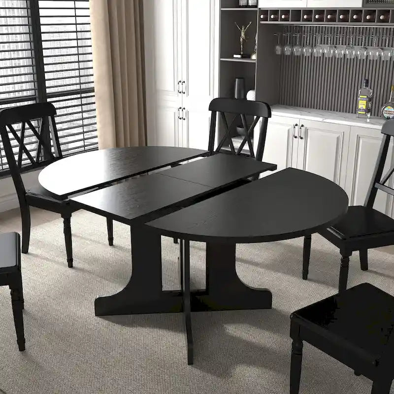 Modern Round Dining Table with Extendable Top and X Base for Family Dinners Small Spaces and Multi Scene Styling