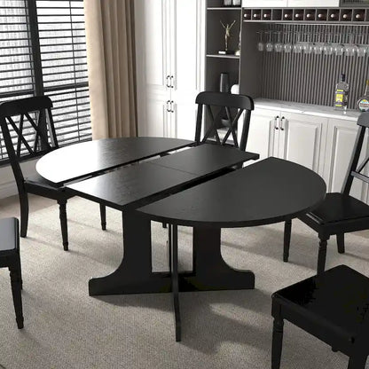 Modern Round Dining Table with Extendable Top and X Base for Family Dinners Small Spaces and Multi Scene Styling