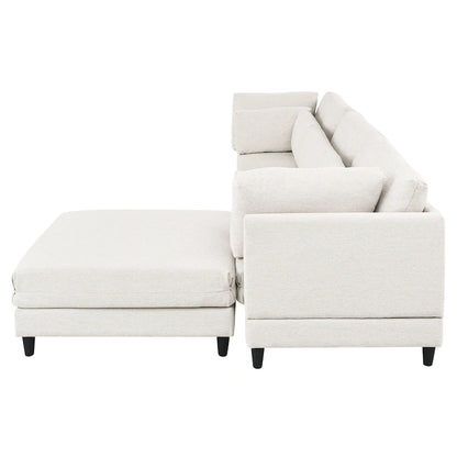 Contemporary Modular Sectional Sofa with Movable Ottoman and 5 Pillows