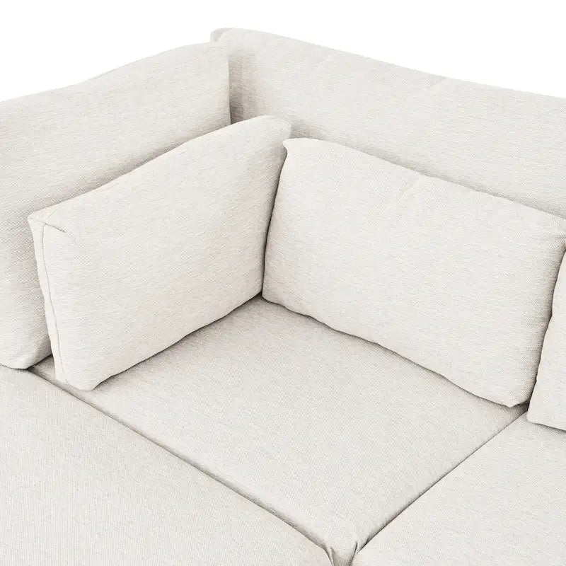 Contemporary Modular Sectional Sofa with Movable Ottoman and 5 Pillows
