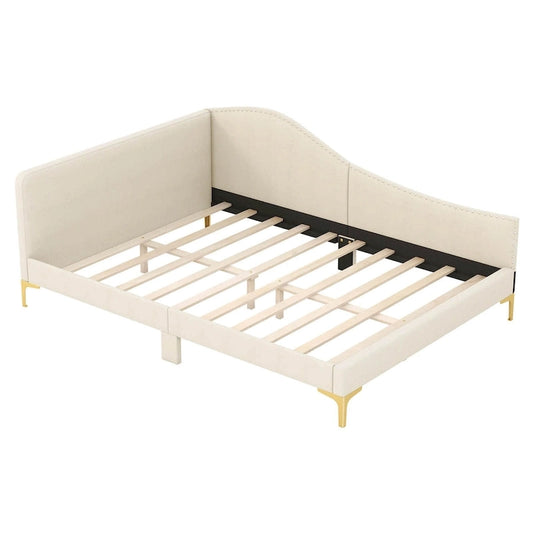 Costway Twin/Full Size Upholstered Daybed Rivet-Tufted Platform Bed