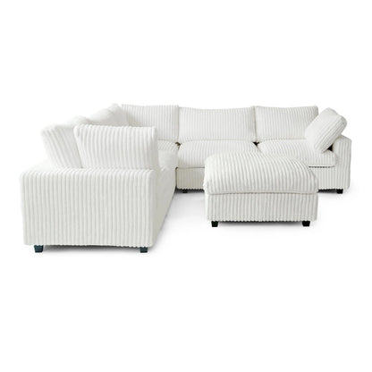 Modular Sectional Couch, Convertible V Shaped Sofa for Living Room, 5 Seat Comfy Modular Sofa With Chaise Ottoman