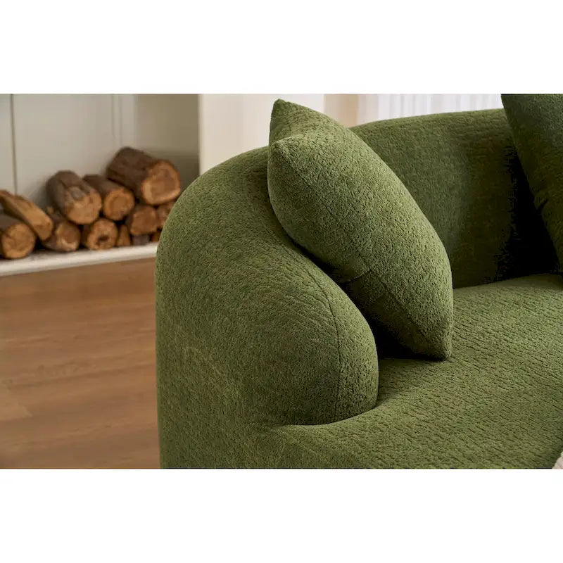 98.4 Chenille L-Shaped 3-Seater Sofa with Chaise Lounge and 4 Pillows