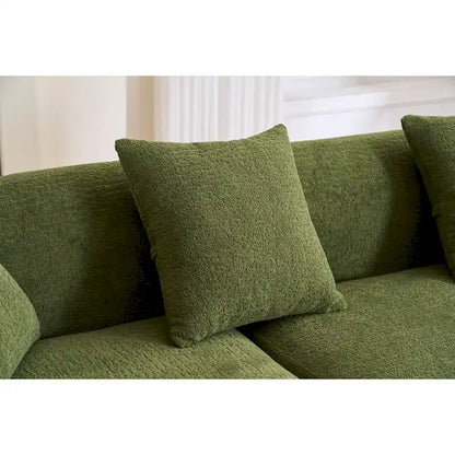 98.4 Chenille L-Shaped 3-Seater Sofa with Chaise Lounge and 4 Pillows