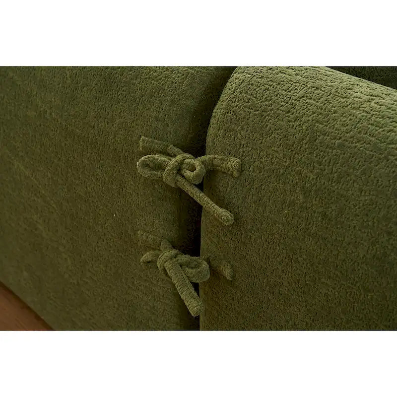 98.4 Chenille L-Shaped 3-Seater Sofa with Chaise Lounge and 4 Pillows