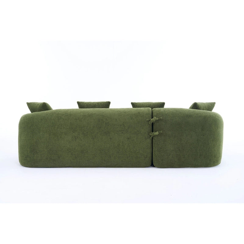 98.4 Chenille L-Shaped 3-Seater Sofa with Chaise Lounge and 4 Pillows