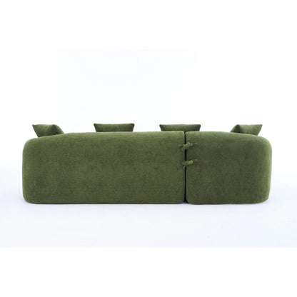 98.4 Chenille L-Shaped 3-Seater Sofa with Chaise Lounge and 4 Pillows