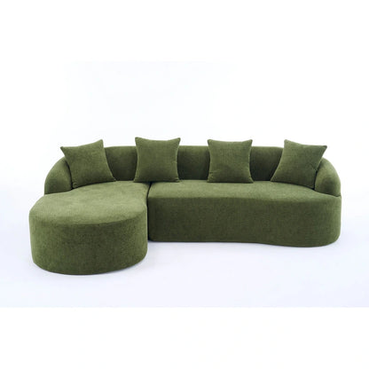 98.4 Chenille L-Shaped 3-Seater Sofa with Chaise Lounge and 4 Pillows