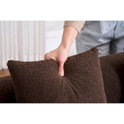 98.4 Chenille L-Shaped 3-Seater Sofa with Chaise Lounge and 4 Pillows