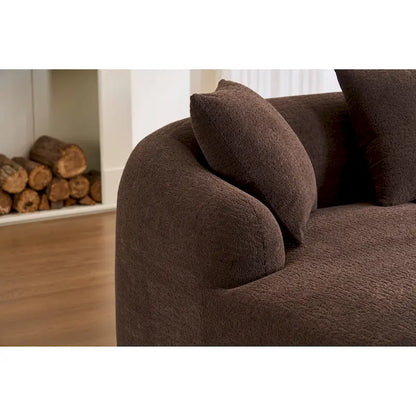 98.4 Chenille L-Shaped 3-Seater Sofa with Chaise Lounge and 4 Pillows