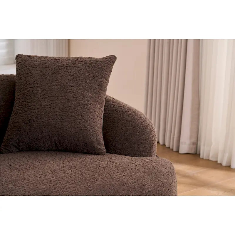 98.4 Chenille L-Shaped 3-Seater Sofa with Chaise Lounge and 4 Pillows