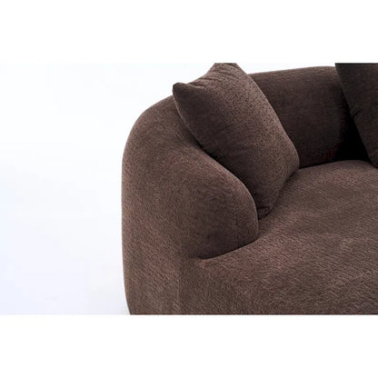 98.4 Chenille L-Shaped 3-Seater Sofa with Chaise Lounge and 4 Pillows