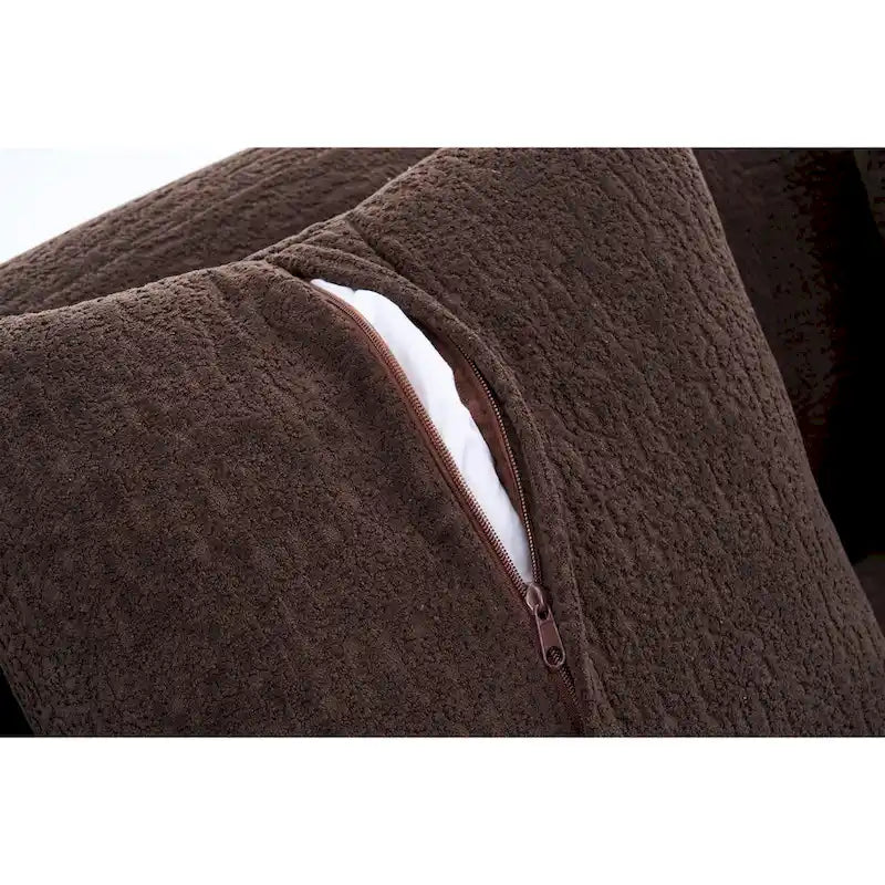 98.4 Chenille L-Shaped 3-Seater Sofa with Chaise Lounge and 4 Pillows