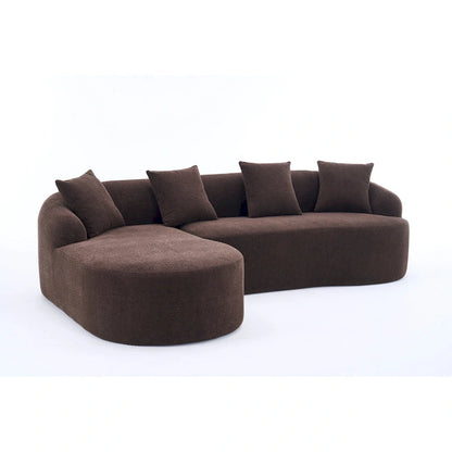 98.4 Chenille L-Shaped 3-Seater Sofa with Chaise Lounge and 4 Pillows