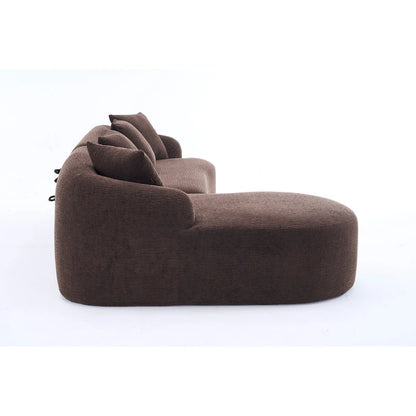 98.4 Chenille L-Shaped 3-Seater Sofa with Chaise Lounge and 4 Pillows