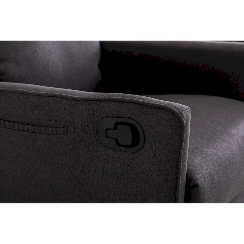 Cotton Linen Fabric Swivel Rocking Chair Glider Rocker Recliner Nursery Chair with Adjustable Back and Footrest