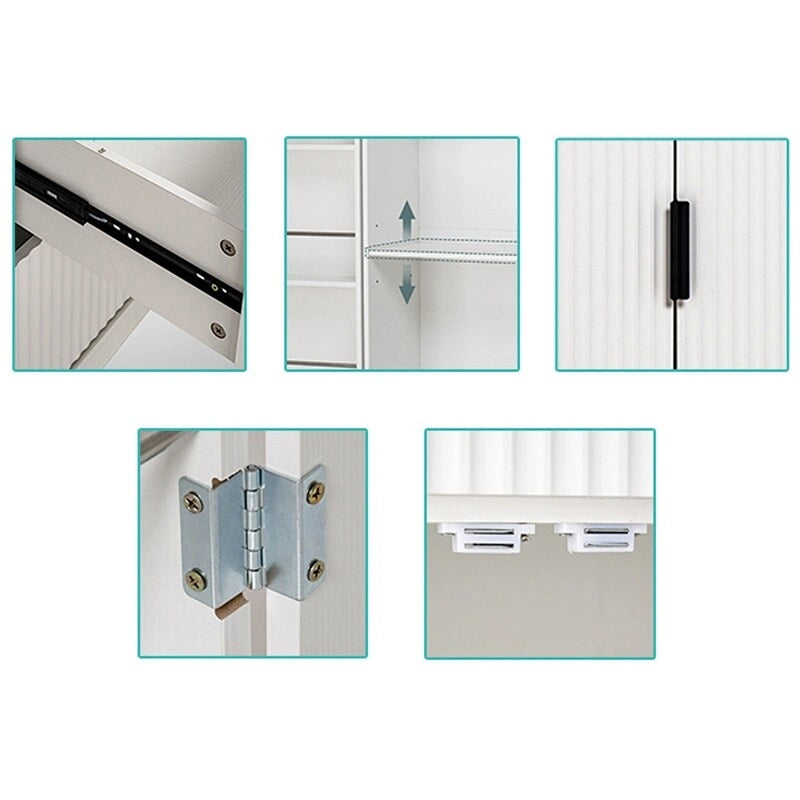 Farmhouse Bathroom Storage Cabinet with 2 Large Drawers, 8-Door storage Rack & 3 Shelves