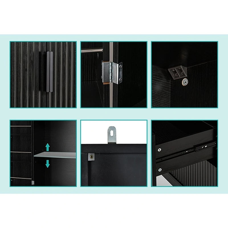 Farmhouse Bathroom Storage Cabinet with 2 Large Drawers, 8-Door storage Rack & 3 Shelves