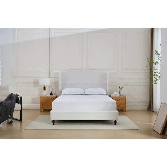 Minimalist Wingback Upholstered King Bed for Dreamy Sleep and Stylish Bedroom
