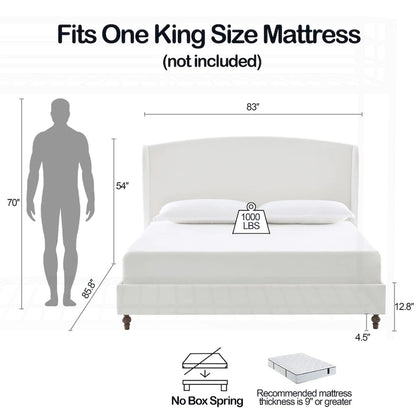 Minimalist Wingback Upholstered King Bed for Dreamy Sleep and Stylish Bedroom