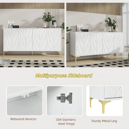 60 Press-to-Open Design Sideboard Buffet Cabinet with 4 Doors