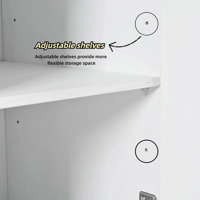 60 Press-to-Open Design Sideboard Buffet Cabinet with 4 Doors