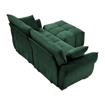 78.7 Chenille 2-Seater Sofa with Ottoman, Minimalist Design and High-Resilience Cushions