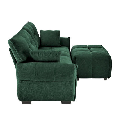 78.7 Chenille 2-Seater Sofa with Ottoman, Minimalist Design and High-Resilience Cushions