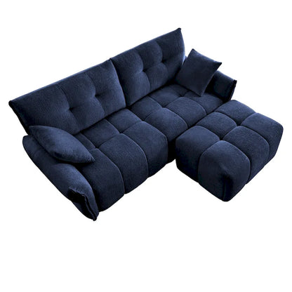78.7 Chenille 2-Seater Sofa with Ottoman, Minimalist Design and High-Resilience Cushions
