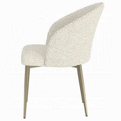 Geru Dining Side Chair Set of 2, Padded Curved Back Contemporary White