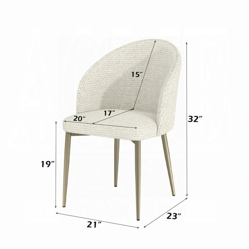 Geru Dining Side Chair Set of 2, Padded Curved Back Contemporary White
