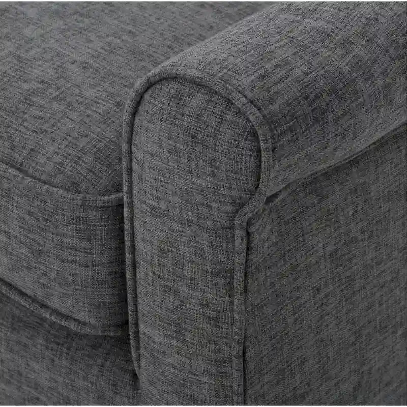 Loveseat, 50 Inch Smooth Tufted Gray Polyester, Natural Brown Wood