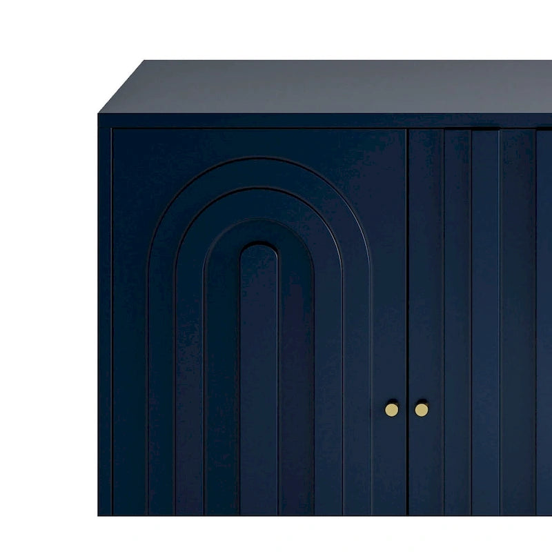 Sideboard Cabinet with 4 Door, Wood Storage Cabinet with Gold Knobs and Legs, Entryway Table with Adjustable Shelves