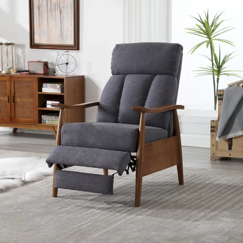PU Leather Recliner Chair,Living Room Solid Wood Accent Chair