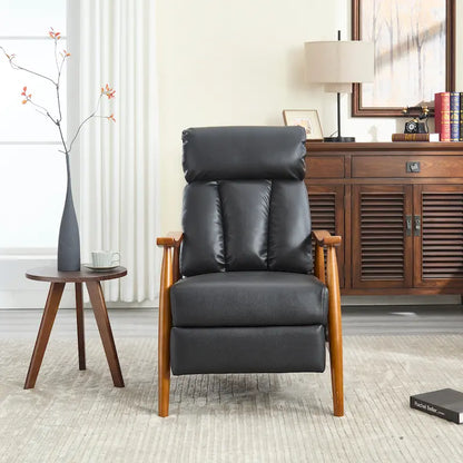 PU Leather Recliner Chair,Living Room Solid Wood Accent Chair