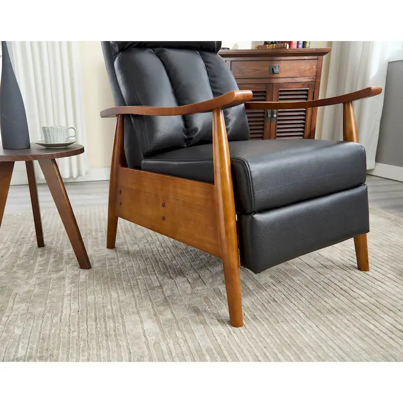 PU Leather Recliner Chair,Living Room Solid Wood Accent Chair